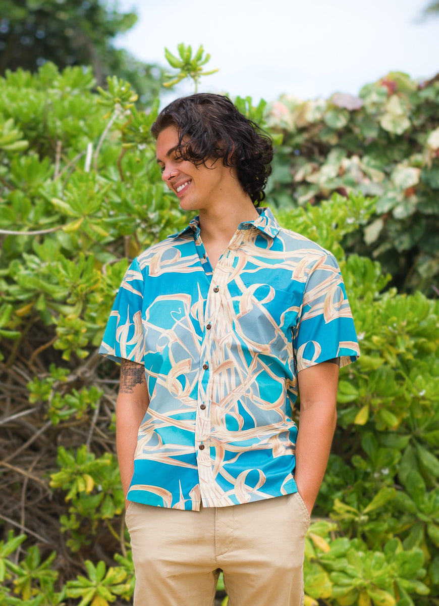 LAUHALA SKY BLUE MENS ALOHA SHIRT RELAXED FIT N Mea Hawai i