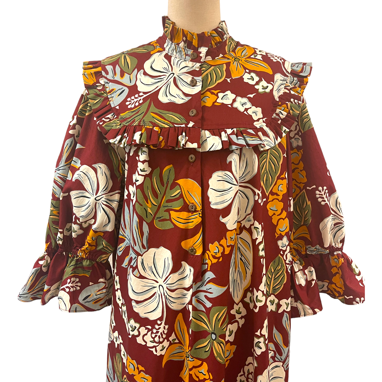 Princess Kaiulani Fashions Ruffle High Neck Vintage Style