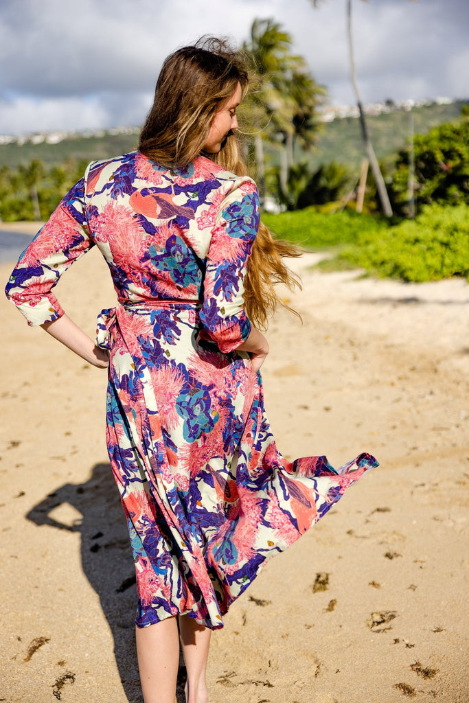 Kaniakapūpū Lehua 'Ula Women's Midi Wrap Dress