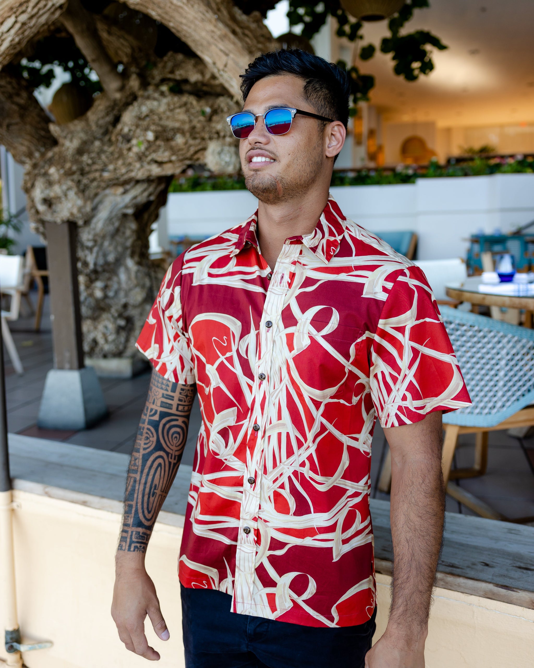 Men's Red Lauhala Aloha Shirt | Na Mea Hawaiʻi – Hawaiian Council