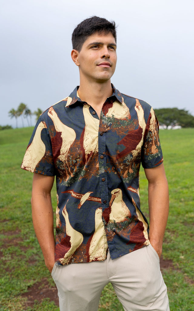 Na Mea Hawaiʻi - David Shepard Hawaii - Nesting Albatross Men's Aloha Shirt
