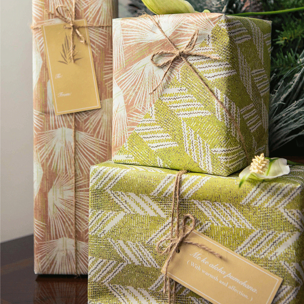 Na Mea Hawaiʻi - Noho Home - Loulu & Kapa Hou Reversible Wrapping Paper - In Use