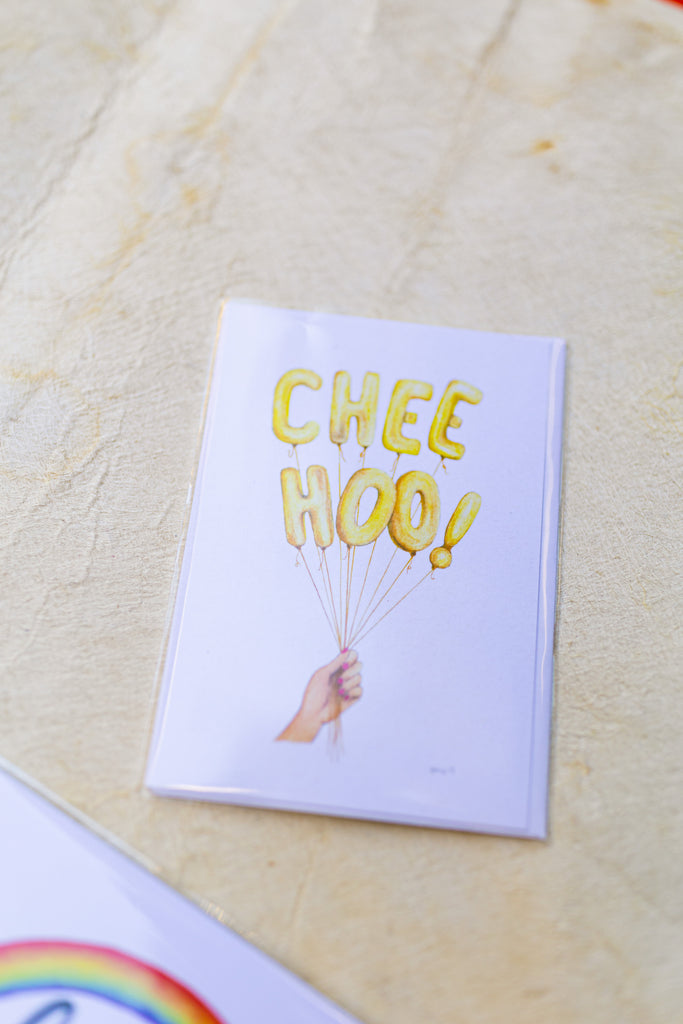 gift card that reads chee-hoo!